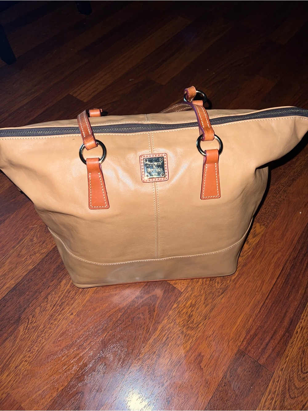 Dooney & Bourke Lambskin Leather Tobi Tote Camel with Cognac Trim